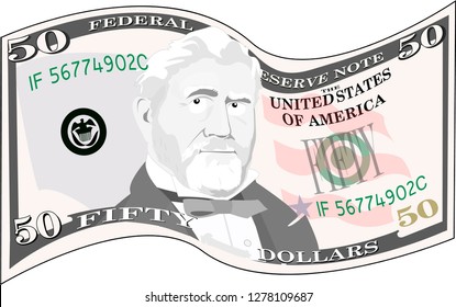 fifty dollar banknote, vector image