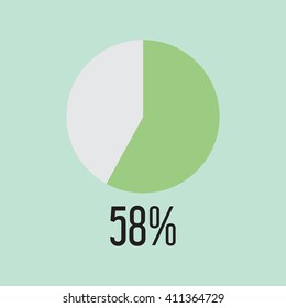 Fifty Eight percentage circle icon, vector illustrator