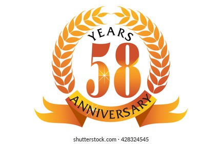 Fifty Eight Years Gift Box Ribbon Anniversary 