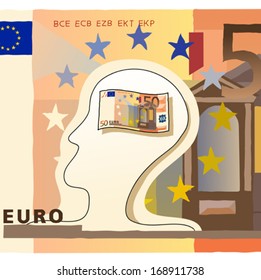 fifty euro with an abstract head
