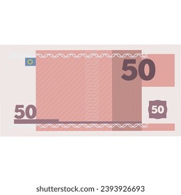 Fifty euro banknote vector icon isolated on white
