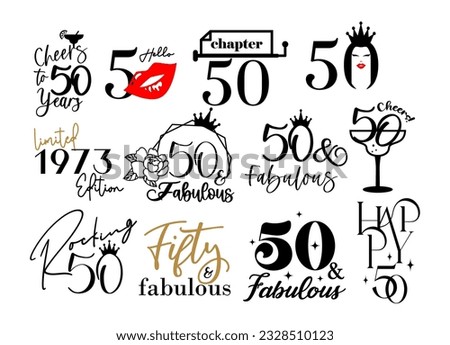 Fifty and fabulous 50th birthday celebration. Cake topper shirt template for cut file set. Cheers to fifty years anniversary.