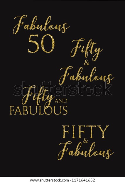 Fifty Fabulous Birthday Party Vector Golden Stock Vector Royalty