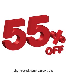 fifty five 55 percent off 3d vector illustration 