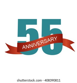 Fifty Five 55 Years Anniversary Label Sign for your Date. Vector Illustration EPS10