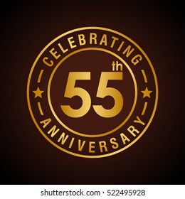 Fifty Five anniversary celebration logotype. 55th anniversary logo collection. Anniversary label. Anniversary logo template. Anniversary sign. Vector Illustration