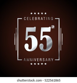 Fifty Five anniversary celebration logotype. 55th anniversary logo collection. Anniversary label. Anniversary logo template. Anniversary sign. Vector Illustration