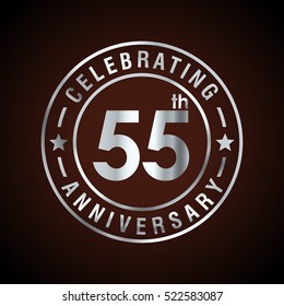 Fifty Five anniversary celebration logotype. 55th anniversary logo collection. Anniversary label. Anniversary logo template. Anniversary sign. Vector Illustration