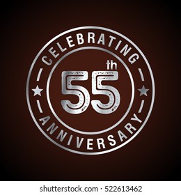 Fifty Five anniversary celebration logotype. 55th anniversary logo collection. Anniversary label. Anniversary logo template. Anniversary sign. Vector Illustration