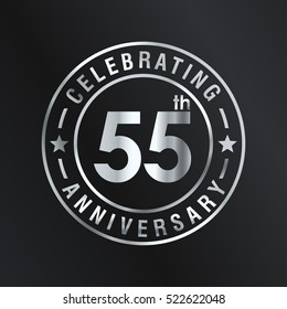 Fifty Five anniversary celebration logotype. 55th anniversary logo collection. Anniversary label. Anniversary logo template. Anniversary sign. Vector Illustration