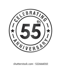 Fifty Five anniversary celebration logotype. 55th anniversary logo collection. Anniversary label. Anniversary logo template. Anniversary sign. Vector Illustration