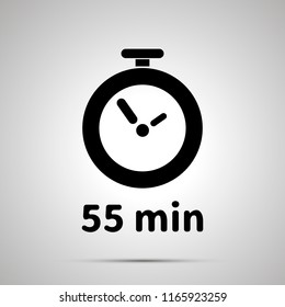 Fifty five minutes timer simple black icon with shadow