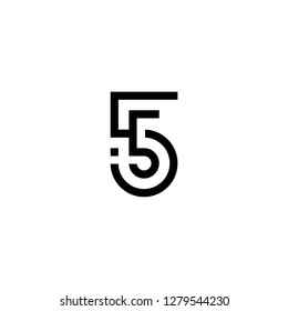 fifty five number line logo vector