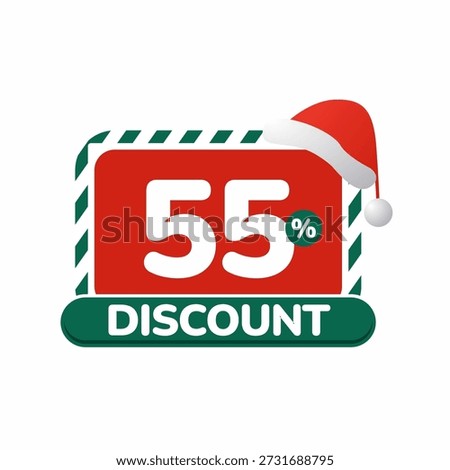 Fifty five percent discount with Christmas hat