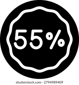 fifty five percent glyph icon illustration vector