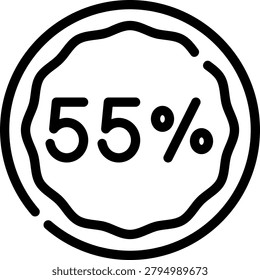 fifty five percent line icon illustration vector