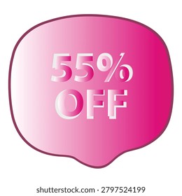Fifty five percent off pink sales badge icon