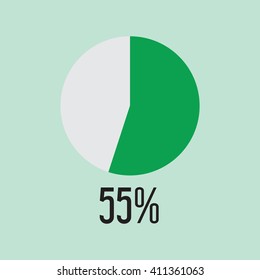 Fifty Five percentage circle icon, vector illustrator