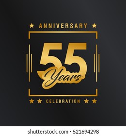 Fifty Five Year anniversary celebration logotype. 50th anniversary logo collection. Anniversary label. Anniversary logo template. Anniversary sign. Vector Illustration
