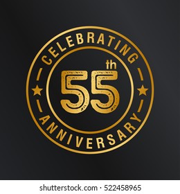 Fifty FIve years anniversary celebration logotype. 55th year anniversary logo collection. Anniversary label. Anniversary logo template. Anniversary sign. Vector Illustration