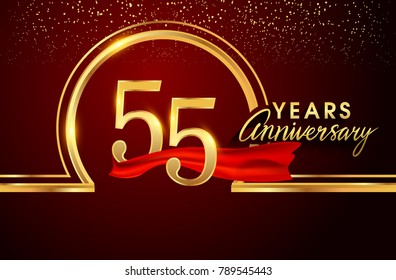 Fifty Five Years Birthday Celebration Logotype Stock Vector (royalty 