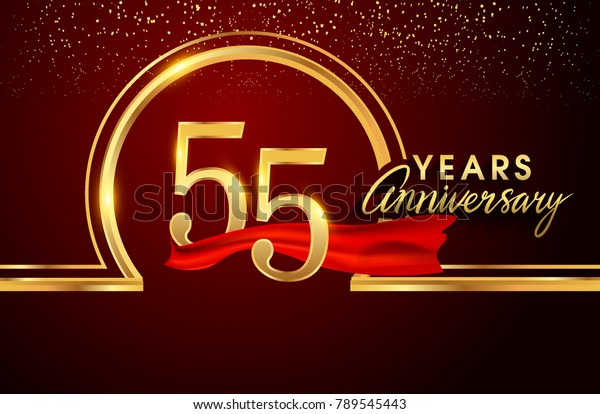 Fifty Five Years Birthday Celebration Logotype Stock Vector (Royalty ...