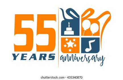 Fifty Five Years Gift Box Ribbon Anniversary 