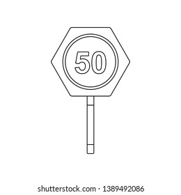Fifty km colored icon. Element of road signs and junctions for mobile concept and web apps icon. Outline, thin line icon for website design and development, app development
