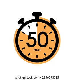 50 Minuten Stoppuhr-Symbol, Timer-Symbol, Kochzeit, kosmetische oder chemische Anwendungszeit, 50 Minuten Wartezeit, Vektorgrafik
