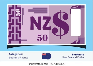 Fifty New Zealand Dollar banknotes paper money vector icon logo illustration and design. New Zealand business, payment and finance element. Can be used for web, mobile, infographic and print.