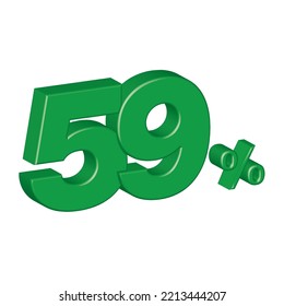 fifty nine 59 3d plastic effect number percentage symbol