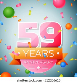 Fifty nine years anniversary celebration background. Anniversary ribbon