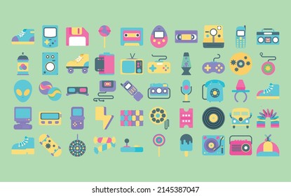 fifty nineties style set icons