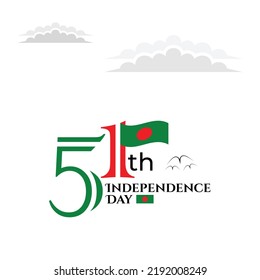 
Fifty one 51 years of bangladesh vector day greeting design
