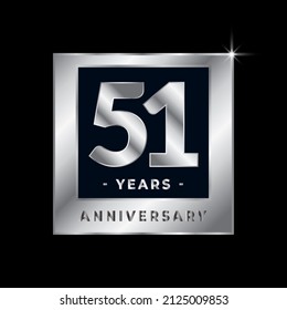 Fifty One Years Anniversary Celebration Luxury Black and Silver Logo Emblem Isolated Vector