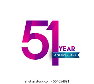 Fifty One Years Anniversary Celebration Logotype Stock Vector (Royalty ...