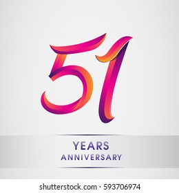 fifty one years anniversary celebration logotype colorful design, 51st birthday logo on white background