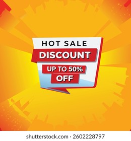 Fifty Percent Discount Announcement Graphic Design