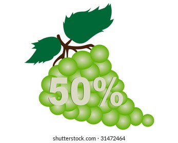 fifty percent discount on graph vector illustration