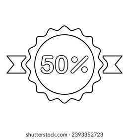 Fifty Percent Discount Tag Icon In Outline Style