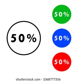 Fifty percent icon. vector illustration. flat and outline style