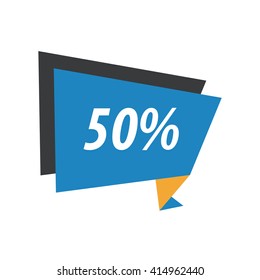 fifty percent Label Origami  Blue, yellow, black