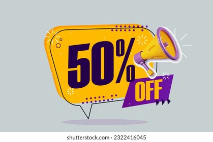 
fifty percent off banner for promotions and discounts.