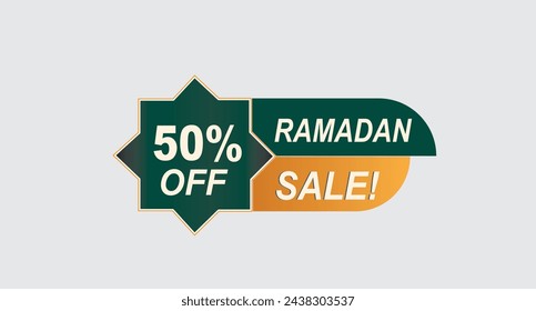 fifty percent off sale ramadhan sale down 50% off at bazaar ramadhan banner isolated on gray gackground vector illustration.