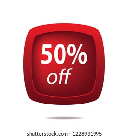 Fifty percent off vetor button, web design element