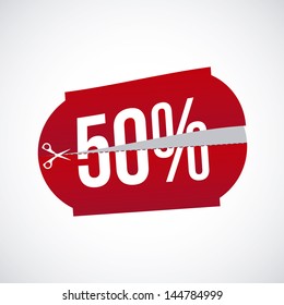 fifty percent over gray background vector illustration