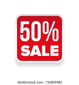 Fifty percent Sale button red