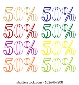 50 % Vektorgrafik. 50 % Rabatt. 50 % Rahmenzeichen für Vektorgrafiken