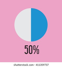 Fifty percentage circle icon, vector illustrator