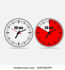 Fifty Seconds Clock on grey background. Two options. EPS 10 vector